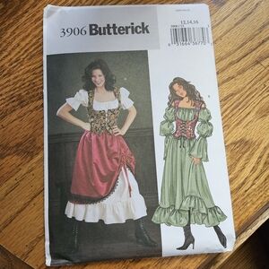Butterick 3906 Costume Sewing Pattern Sizes 12, 14, 16 Uncut Pirate Wench